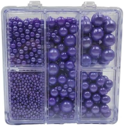 Purple Pearl Sprinkles for Cake Decorating, 4 Sizes Mix Size Sugar Pearls for Cupcake Topper, Ice Cream, Donuts, Baking Decoratings (2mm, 4mm, 7mm, 10mm)