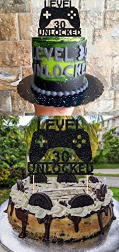 Level 30 Unlocked Cake Topper 30th Birthday Cake Topper Video Game Controller Theme Cake Decorations Party Supplies