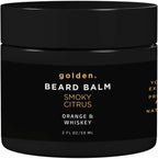 Golden Grooming Beard Balm - Tames Flyaways & Promotes Thicker Growth - Natural Styling Wax with Shea & Mango Butter - Relieves Beard Itch & Dandruff - Smoky Citrus, 2oz