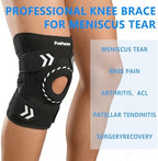 Knee Support Brace for Women Men-Knee Brace for Meniscus Tear-Adjustable Patella Knee Brace with Side Stabilizers-Arthritis Pain, Knee Pain, Injury Recovery, Sports, Running, Working Out, Black