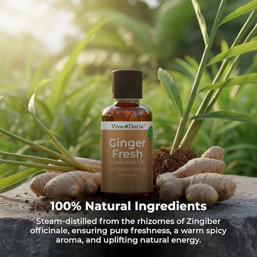Viva Doria Ginger Essential Oil, 100% Pure Natural, Fresh Ginger Essential Oil, Undiluted, for Aromatherapy | Food Grade, 30 mL (1 Fluid Ounce)