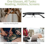 Flex Focal Adjustable Glasses Dial Vision Reading Glasses Zoom Eyeglasses for Men Women One Power Auto Focus 0D to 400D Presbyopic Readers Variable Focus Eyewear Read Distance Near Far Sight