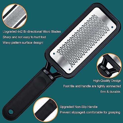 Foot Rasp Foot File, 2 Pcs Stainless Steel Pedicure Callus Remover for Feet, Professional Foot Care Tools for Pedicure to Removes Hard Skin Corns for Dry and Wet Feet