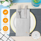50 Pack Disposable Airlaid Paper Napkins, Dusty Blue Napkins,Prefolded Dinner Napkin with Built in Flatware Pocket for Silverware, Wedding Party Christmas Baby Shower, Gray Blue