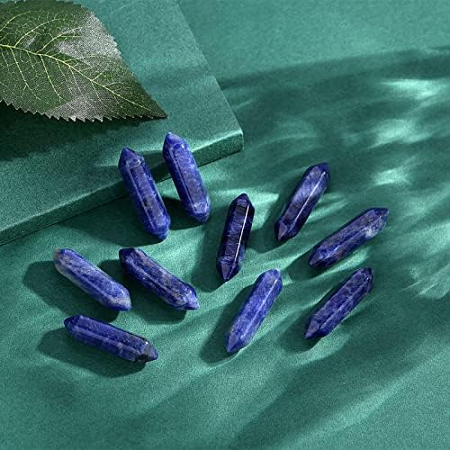 QINJIEJIE 20PCS Blue Sodalite Crystals Wands Stones Set Healing Crystal Points Bulk Gemstones Hexagonal Polished Gems Natural Reiki Stone for Energy Balancing Meditation Witchcraft Gifts