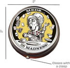 The Unemployed Philosophers Guild Mad Hatter Pill Box - Alice in Wonderland Themed 1 or 2 Compartment Compact Medicine Case, Pocket Pills Organizer