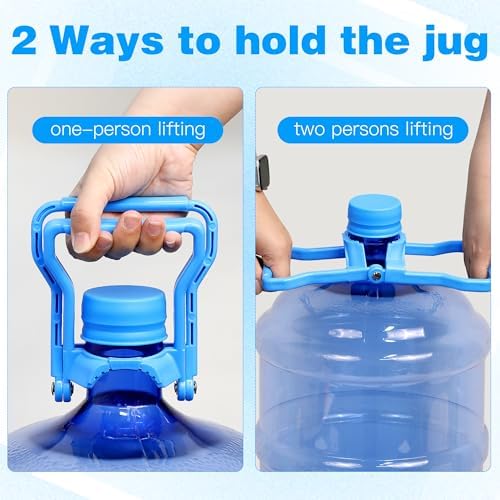 Gofriipai 5 Gallon Water Bottle Handle, Heavy-Duty Water Jug Holder for Easy Carrying, Dual-Mode Design (Single/Dual-Person Lift), Ergonomic Grip – Fits Standard 5-Gallon Jugs（Blue）