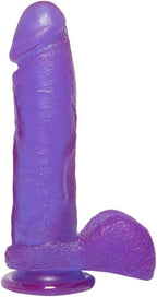 Doc Johnson Crystal Jellies - 8" Realistic Cock With Balls - Strong Suction Cup Base - 8.2 In Long & 2.0 In. Wide - Dildo, Purple
