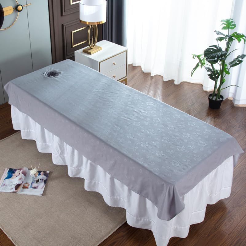 Ouliget Massage Table Sheets with Hole,Wipeable Soft Spa Bed Cover,Rose Printing Massage Tables Rest Cover for Spa Beauty Salon Hotels,39 x 78 Inches (Grey 2)