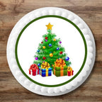 Christmas Tree 7 Inch Edible Cake Topper Decorations, Christmas Cake Decorations for Xmas Baby Shower or Party, Fir Tree Baking Decor, 1 x 7 Inch / 17.78cm Edible Wafer Card Disc Topper