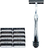 Taconic Shave, Heavyweight All Metal Non-Pivoting Twin Blade Cartridge Razor Compatible with GIllette Trac II, Personna, and Taconic Refills - 10 Cartridges Included