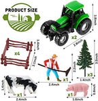 12 Pieces Tractor Cake Topper Set with Tree Farmer Fences Mini Barn Animal Figurines for Farm Animal Theme Party Birthday Party Decorations