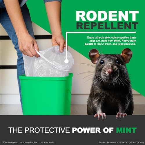 Mint-X MintFlex Rodent Repellent Trash Bags, Tall Kitchen Drawstring Bags, 1 FT 11 ¾ Inches X 2 FT 1 Inch, 0.90 MIL, 13 Gallon, 40 Count