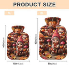 Cute Autumn Gnomes Hot Water Bottle with Soft Cover Bed Hand Feet Warmer Winter Gift Hot Water Bag for Neck and Shoulder Pain Relief, 1 Liters