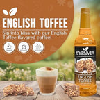 Syruvia Coffee Syrup, English Toffee Flavored Syrup for Drinks, Lattes, and Desserts – 25.4 fl oz, With Pump