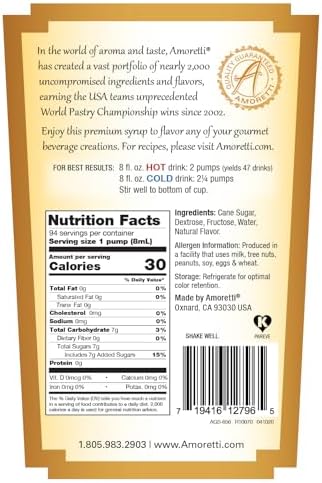Amoretti - Bubble Gum Gourmet Syrup 750 ml, Flavor Coffees, Teas, Cocktails, & other Beverages, and Drizzle on Desserts, Gluten Free, GMO/GEO Free, Preservative Free, 94 Servings Per Bottle