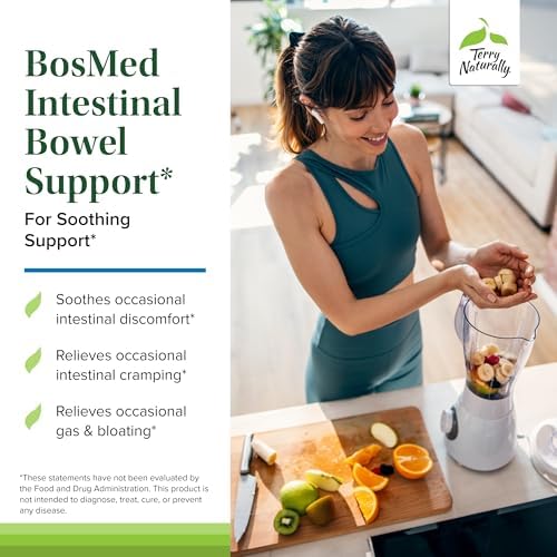 Terry Naturally BosMed Intestinal Bowel Support - Digestive & Intestinal Support Supplement - Bowel Health Supplement - Gut Health Support with Coriander, Fennel, Carraway & Peppermint - 60 Softgels