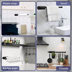 Paper Towel Holder, Self Adhesive or Drilling Paper Towel Holder Under Cabinet, Stainless Steel Black Paper Towel Holders Wall Mount for Kitchen, Bathroom, Sink, Pantry, Fridge