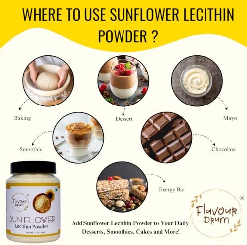 Flavour Drum Sunflower Lecithin Powder (7oz / 200g) | Non-GMO Natural Emulsifier for Smooth Texture in Baking & Beverages