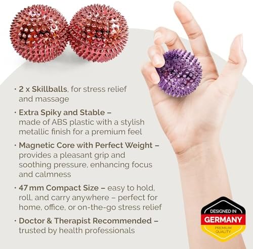 2X Spiky DBT Skill Balls | 2inch | Magnetic Stress Relief Balls | Spiky Massage Balls for Relaxation, Tension Release, Focus & Mobility (Rose Gold)