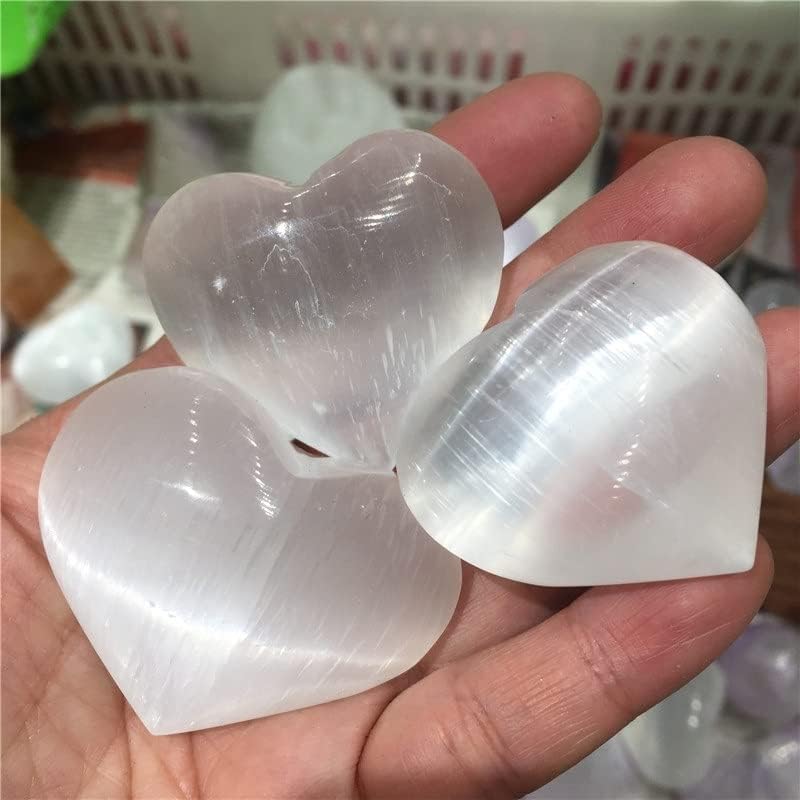 Crystal Stone Natural Selenite Heart Gemstone Crystal Energy Mineral Presents