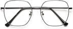 Oversized Square Reading Glasses Women, Large Blue Light Blocking Readers, Fashion Metal Anti Eyestrain Eyeglasses
