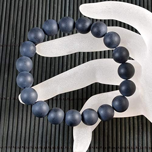 AD Beads Natural Gemstone Round Beads Stretch Bracelet Healing Reiki 10mm (Matte Black Onyx)
