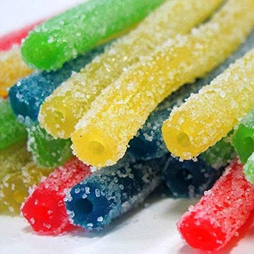 Sour Punch (1) Pack Rainbow Straws - Strawberry, Green Apple, Blue Raspberry, Lemon Flavored Candy - 3.75 oz