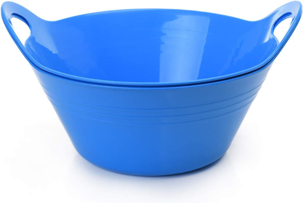 Mintra Home Plastic Bowls with Handles (4.5L Large 2pk, Blue)