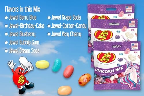 Jelly Belly Unicorn Mix Jelly Beans, 3.5 oz Grab & Go Bags - Pack of 3 sold in Jelly Belly Bag