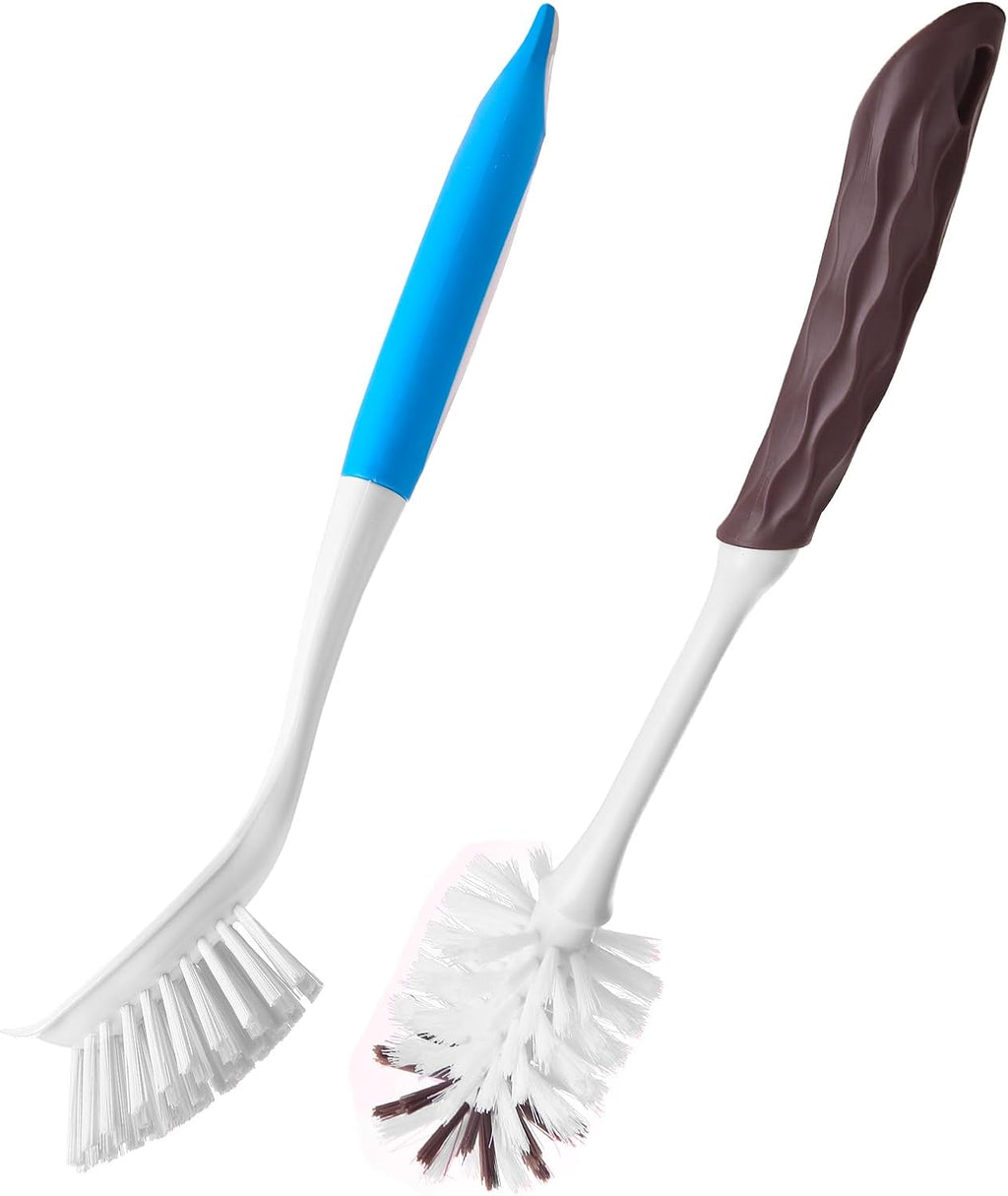 Long Handle Kitchen Cleaning Brush Set of 2, Long Handle Tableware Brush for Dishes, Sinks, pots, Pans, Long Handle Bottle Brush for Water Bottles, Glassware