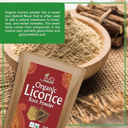 Jiva Organics Licorice Root Powder 14 Ounce Bulk Bag (14oz) - Glycyrrhiza glabra - Mulethi - Yashtimadhu - Non-GMO