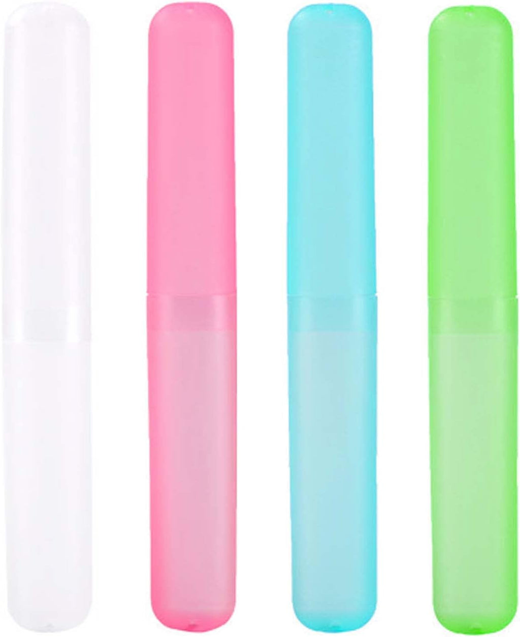Medsuo 4pcs Plastic Toothbrush Case Travel Cover Holder Storage (Pink, Blue, Green and White)