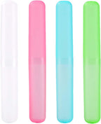 Medsuo 4pcs Plastic Toothbrush Case Travel Cover Holder Storage (Pink, Blue, Green and White)