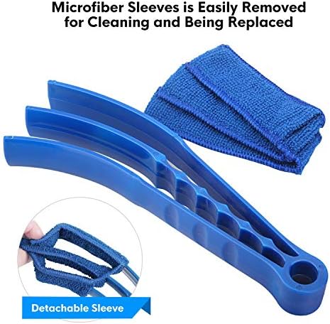 Window Blind Cleaner Duster Brush Kit 2 Pack Brush with 6 Microfiber Sleeves - Blind Cleaner Tools for Window Blinds Air Conditioner Jalousie Dust
