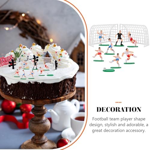 UPKOCH Soccer Cake Topper Decorations - 2 Goals, 6 Players, 1 Referee, Miniature Soccer Figures for Boys Birthday, Football Theme Party, Sport Party Supplies, Ornaments, Shower