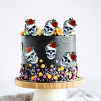 Ercadio 40Pcs Edible Wafer Paper Halloween Skull Cupcake Toppers Drink Topper Picks Horror Skull Cupcake Decors for Halloween Theme Baby Shower Party Cake Decoration Supplies