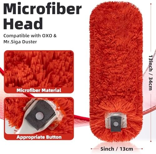 4 Pack Microfiber Reusable Duster Refills, Compatible with OXO Good Grips Microfiber Handle & MR.SIGA Lint Free Microfiber Duster, Washable Dusters Refill for Cleaning (NOT Include Handle)