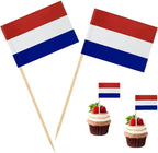 100 Pac Netherlands Flag Dutch Toothpick Flags, Cocktail Picks Mini Stick Cupcake Toppers Country Picks Party Decoration Celebration Cocktail Food Bar Cake Flags