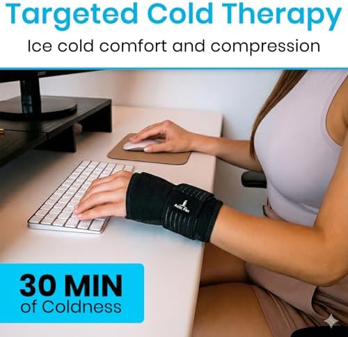 Arctic Flex Wrist & Thumb Ice Pack Wrap - Extra Strength Hot & Cold Therapy - Reusable Hand Freeze Sleeve - for Arthritis, Carpal Tunnel, Surgery, & Pain Relief (Fits Left & Right)