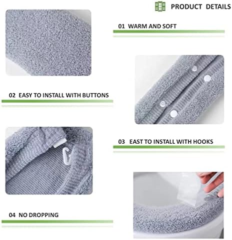 2pcs Toilet-seat Cover Warmer Cushion – Toilet seat Cover Pads Plush Warm Thick Bathroom Toilet Seat Warmer 2pcs Blue Grey