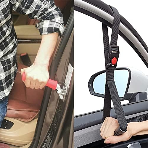 Auto Cane Portable Vehicle Support Handle, Car Door Assist Bar,Supports up to 300 Pounds, Car Door Handle for Elderly (Red and Black)