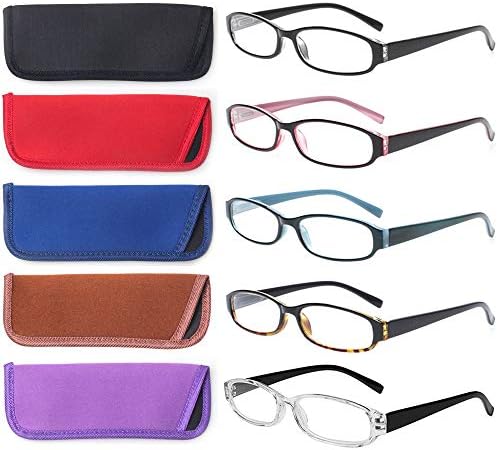 NORPERWIS Reading Glasses 5 Pairs Spring Hinge Comfort Fashion Quality Readers for Men and Women