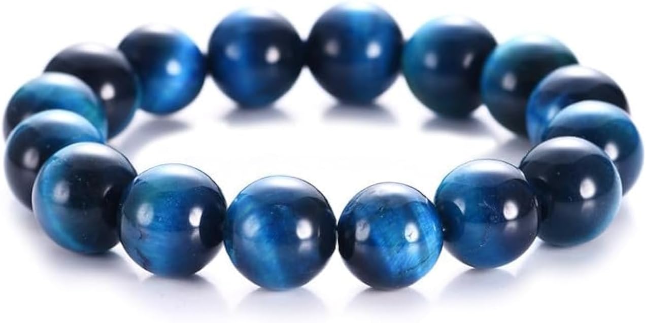 Natural Tiger Eye Bracelet Stress Relief Elastic Yoga Agate Beads Bracelet Bangle for Men Women