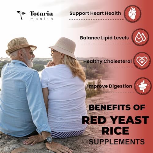 Totaria Red Yeast Rice 2,000mg with CoQ10 Supplement - Citrinin Free Extract Red Yeast Rice Capsules with CoQ10 100 Plus Citrus Bergamot - Vegan Non-GMO