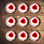 PRECUT Poppy Cupcake Toppers, Poppy Flowers Edible Mini Discs - Wafer Card Cake Decorations (24)
