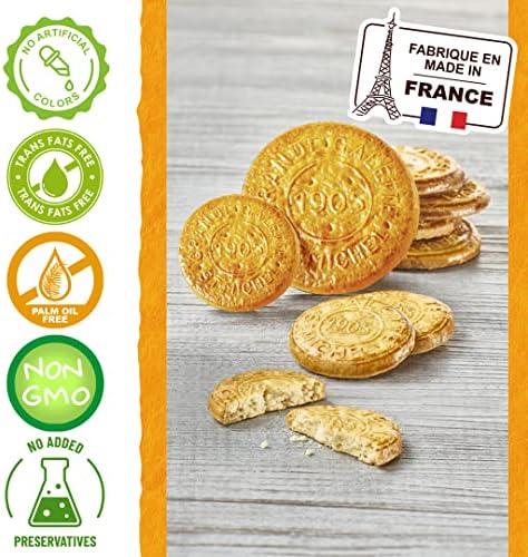 St Michel Grandes Galettes Butter Cookies Biscuits with Sea Salt 5.29oz Made In France, Pack of 4 Non-GMO total of 36 Pure Butter Cookies