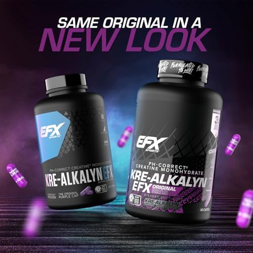 EFX Sports Kre-Alkalyn EFX | pH Correct Creatine Monohydrate Pill Supplement | Strength, Muscle Growth & Performance | 120 Servings, 240 Capsules