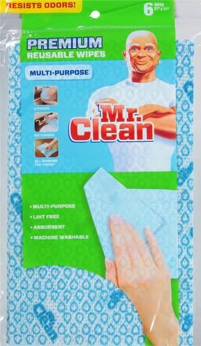 Mr. Clean 243028 Premium Reusable Wipes, 6 Count