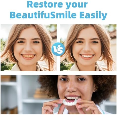 Snap on Veneers Teeth for Women & Men | Natural-Looking Top & Bottom Fake Teeth | Comfortable & Easy to Use